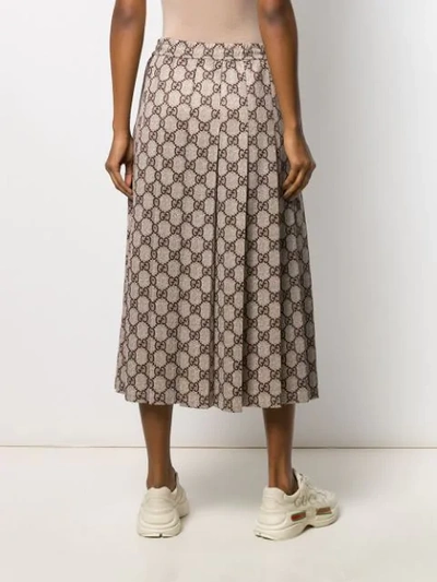 Shop Gucci Gg Pattern Pleated Midi Skirt In Neutrals
