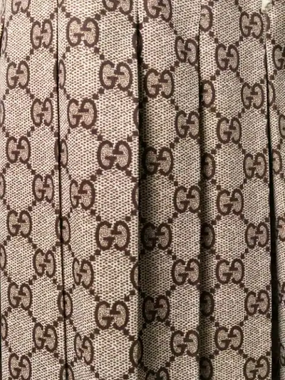 Shop Gucci Gg Pattern Pleated Midi Skirt In Neutrals