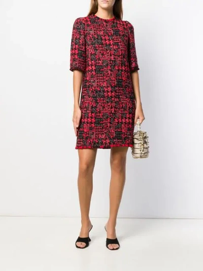 Shop Dolce & Gabbana Tweed Dress In Red ,black