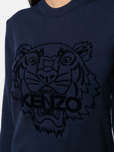 Shop Kenzo Tiger Intarsia Jumper In Blue