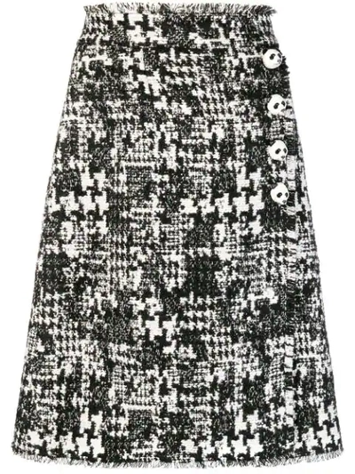 Shop Dolce & Gabbana Panda Button A-line Skirt - Black