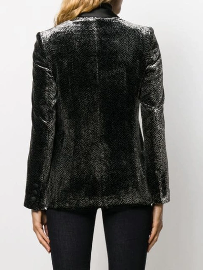 Shop Emporio Armani Printed Velvet Blazer In Black