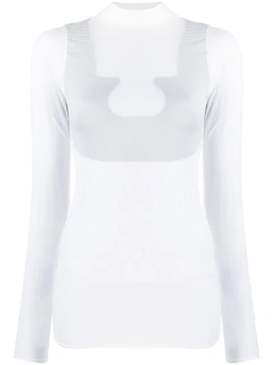Shop Courrèges Sheer High Neck T-shirt In White