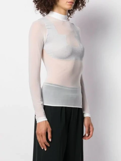 Shop Courrèges Sheer High Neck T-shirt In White