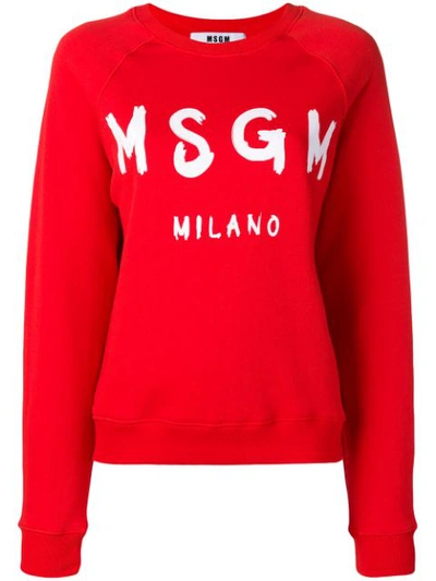 Shop Msgm Logo Printed Sweatshirt In Red