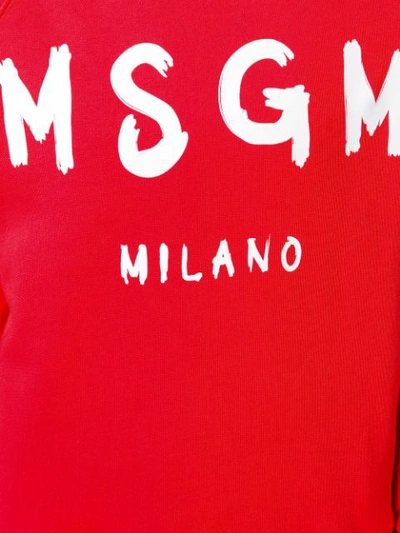 Shop Msgm Logo Printed Sweatshirt In Red