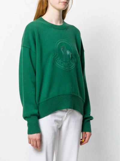 Shop Moncler Logo Embroidered Jumper In Green