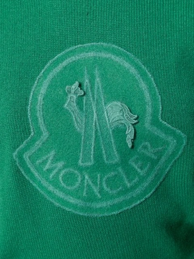 Shop Moncler Logo Embroidered Jumper In Green