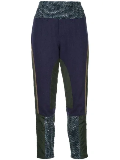 Shop Kolor Patchwork Tapered Trousers - Purple