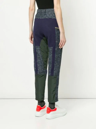 Shop Kolor Patchwork Tapered Trousers - Purple