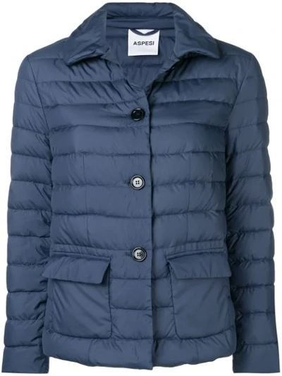 Shop Aspesi Padded Puffer Jacket - Blue