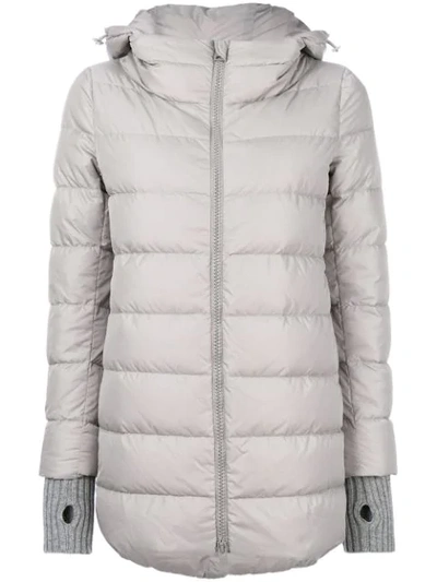 Shop Herno Hooded Padded Coat In Grey