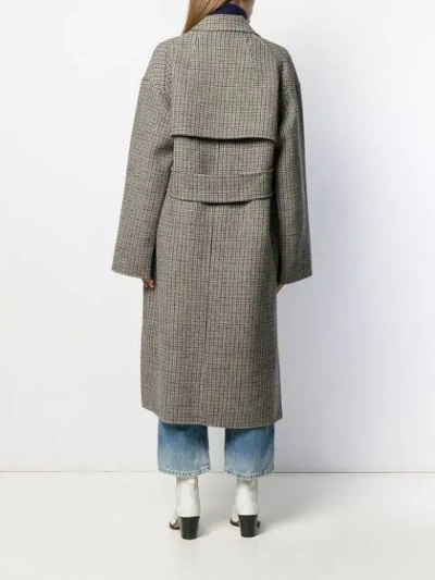 Shop Odeeh Check Print Coat In Neutrals