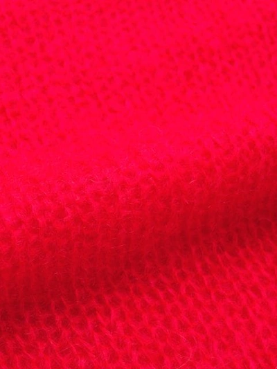 Shop Prada Open Knit V-neck Jumper In Red