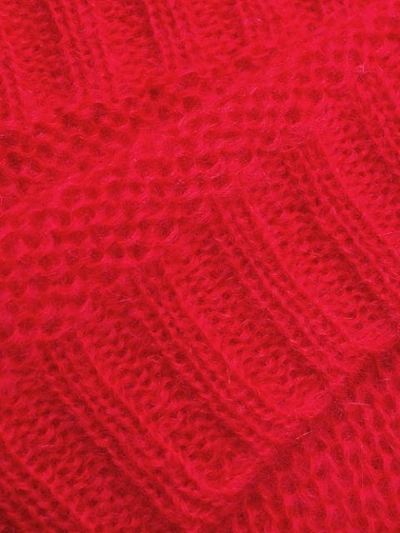 Shop Prada Open Knit V-neck Jumper In Red