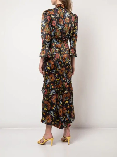 Shop Cinq À Sept Floral Print Midi Dress In Black