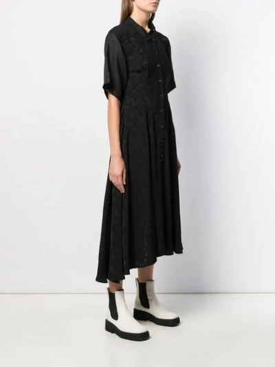 Shop Loewe Feather Printed Shirt Dress In Black