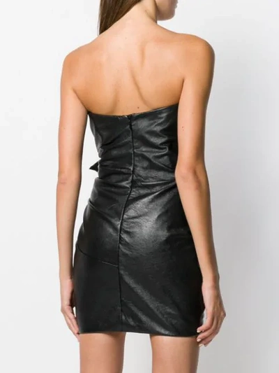Shop Saint Laurent Strapless Draped Fitted Dress In 1000 Black