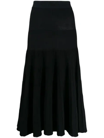 Shop Emporio Armani Ribbed Midi Skirt In Black