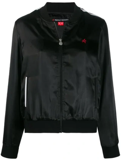 Shop Perfect Moment Satin Bomber Jacket In Black