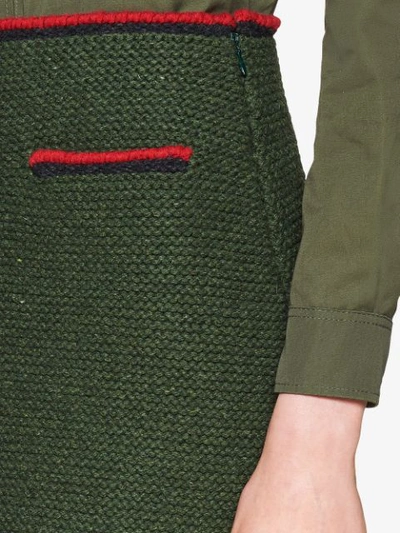 Shop Miu Miu Textured Knit Short Skirt In F0161 Military Green