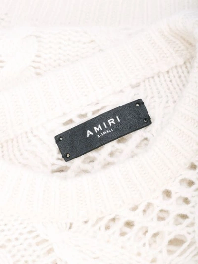 Shop Amiri Boyfriend Multipoint Crew Neck Sweater In White