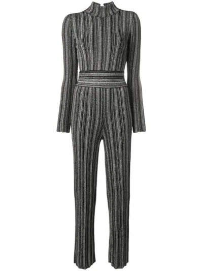 striped fitted jumpsuit