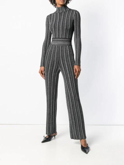 striped fitted jumpsuit