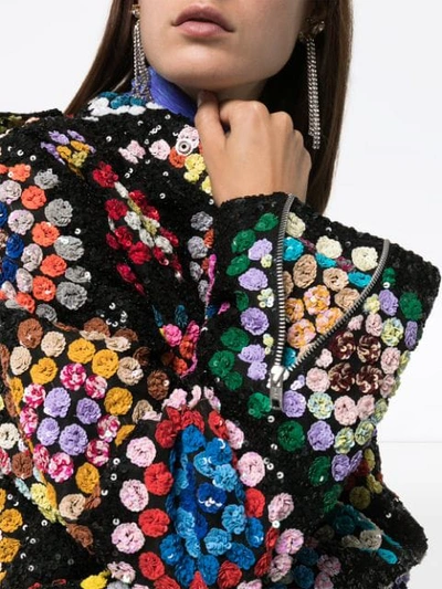 Shop Ashish Sequin-embellished Crochet Biker Jacket In Multicoloured