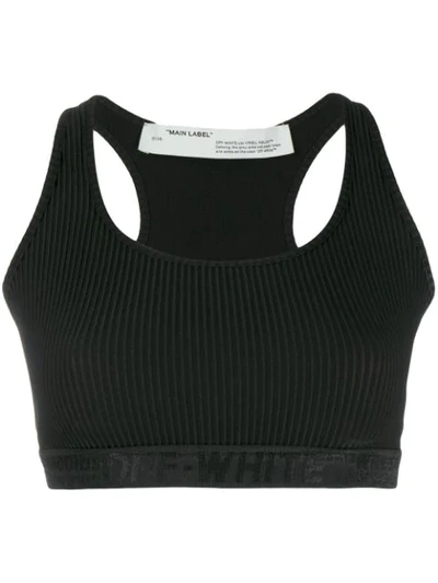 Shop Off-white Geripptes Cropped-top In Black
