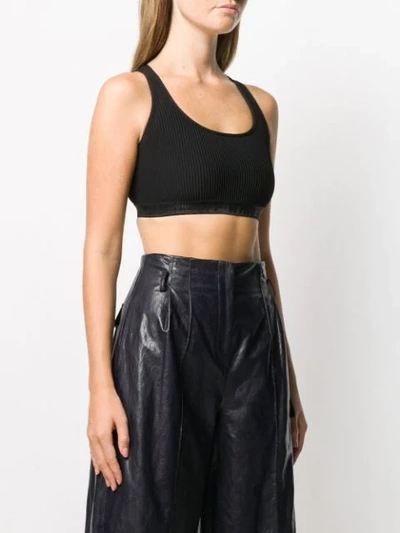 Shop Off-white Geripptes Cropped-top In Black