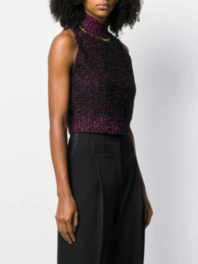 Shop Versace Sleeveless Knitted Top In A2055 Nero