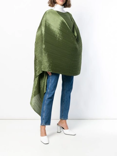 Shop Issey Miyake Pleats Please By  Madame T Shawl Poncho - Green