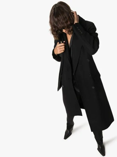 Shop Ann Demeulemeester Long Collared Coat In Black