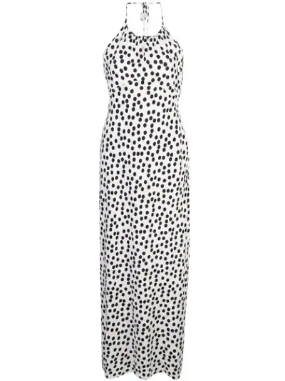 Shop Rixo London Halterneck Dotted Dress In White