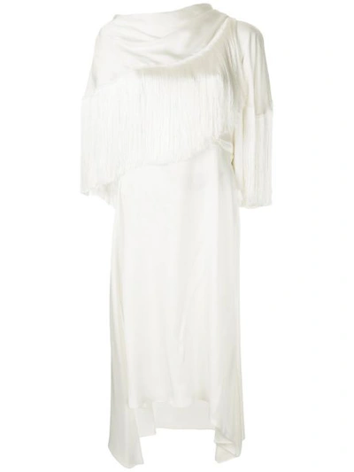 Shop Magda Butrym Fringed Cape Dress In White