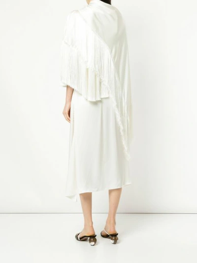 Shop Magda Butrym Fringed Cape Dress In White