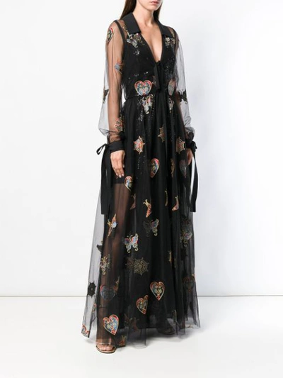Shop Elie Saab Embroidered Tulle Gown - Black