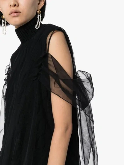 Shop Simone Rocha Tulle Overlay Knit Tank Top In Black