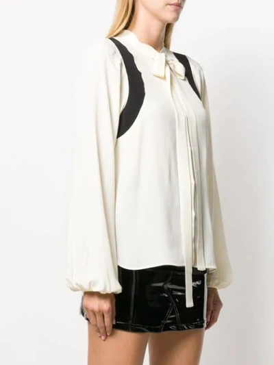 Shop N°21 Puss-bow Crepe Blouse In Neutrals