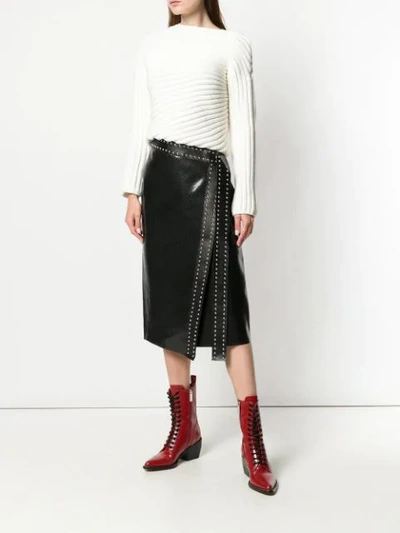 Shop Alexander Mcqueen Leather Studded Skirt In Black