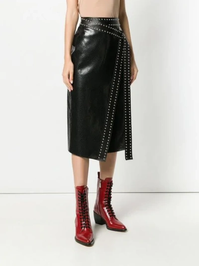 Shop Alexander Mcqueen Leather Studded Skirt In Black