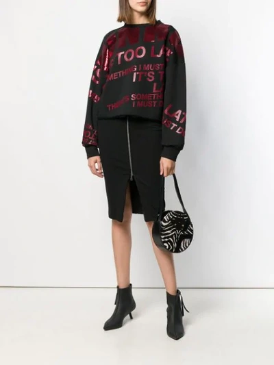 Shop Pinko Sequin Embroidered Sweatshirt In Black