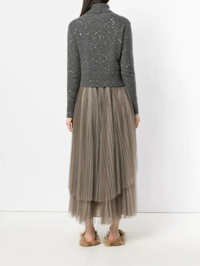 Shop Fabiana Filippi Contrast Material Sweater Dress - Grey