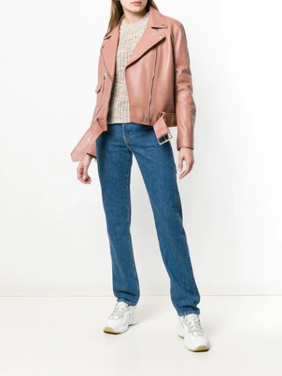 Shop Acne Studios Boxy Biker Jacket In Orange