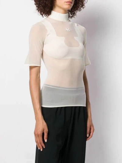 Shop Courrèges Sheer Jersey T-shirt In White