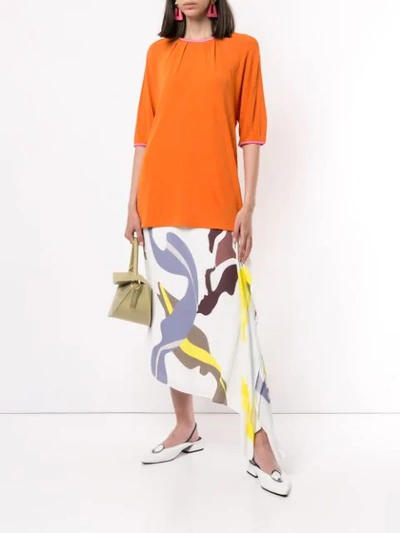 Shop Marni Pleated Details Half-sleeved Top In Orange