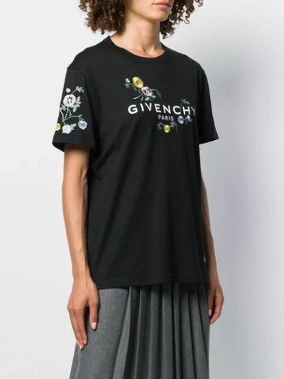 Shop Givenchy Floral Logo T-shirt In Black