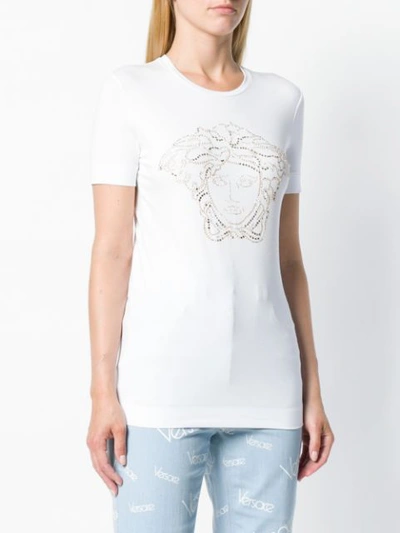 Shop Versace Medusa Embellished T-shirt - White