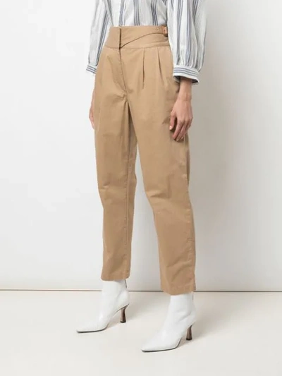 Shop Loewe High Waist Trousers In Beige